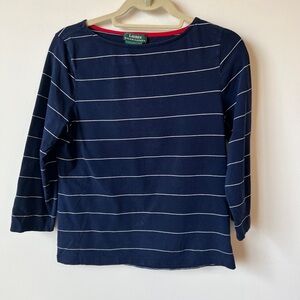 Lauren Ralph Lauren Navy White Stripe Boatneck Top Women’s M